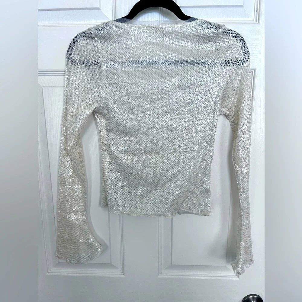 NWOT Free People, Late Night Disco Layering Top, Small in White